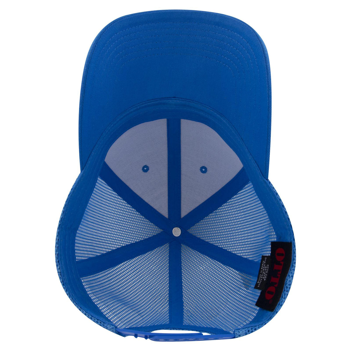 Inside View of 104 - Lake Blue OTTO CAP 6 Panel Low Profile Mesh Back Trucker Hat