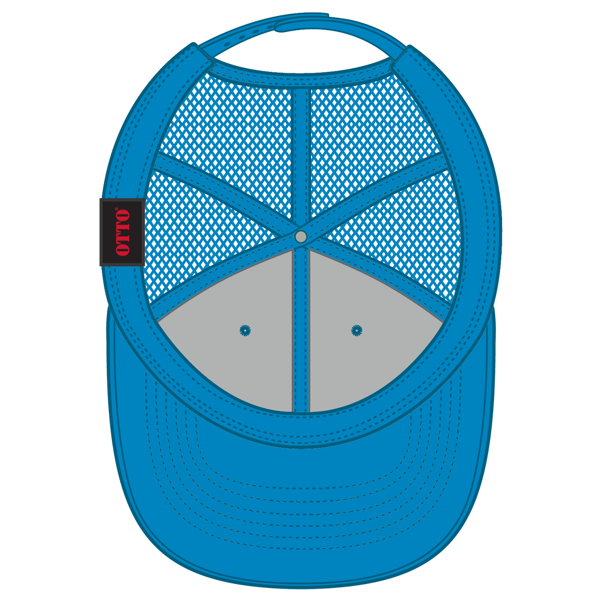 Inside View of 104 - Lake Blue OTTO CAP 6 Panel Low Profile Mesh Back Trucker Hat