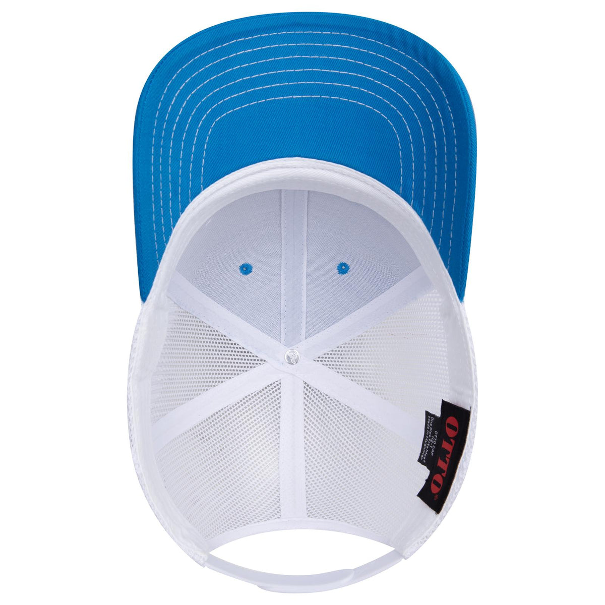 Inside View of 10410416 - Lk.Blue/Lk.Blue/Wht OTTO CAP 6 Panel Mid Profile Mesh Back Trucker Hat