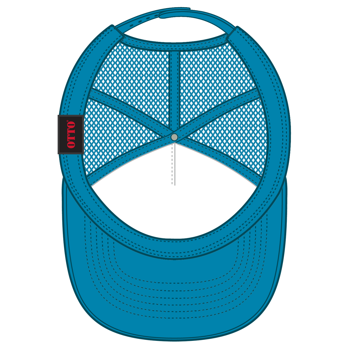 Inside View of 107 - Neon Blue OTTO CAP 5 Panel High Crown Mesh Back Trucker Hat