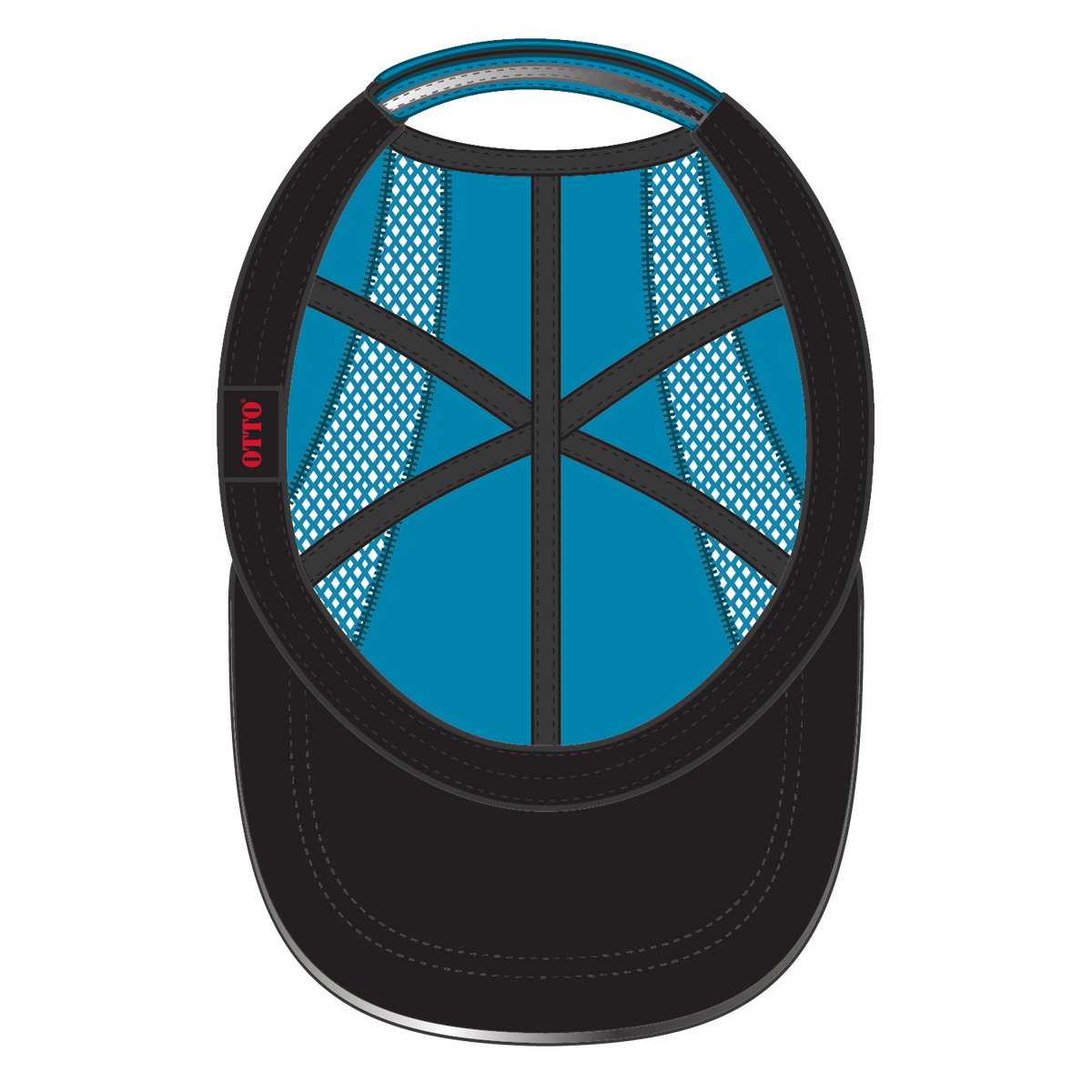 Inside View of 107 - Neon Blue OTTO CAP Reflective 6 Panel Running Cap