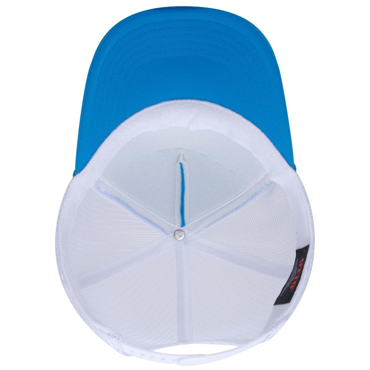 Inside View of 10710716 N Blu/N Blu/Wht OTTO CAP 5 Panel High Crown Mesh Back Trucker Hat