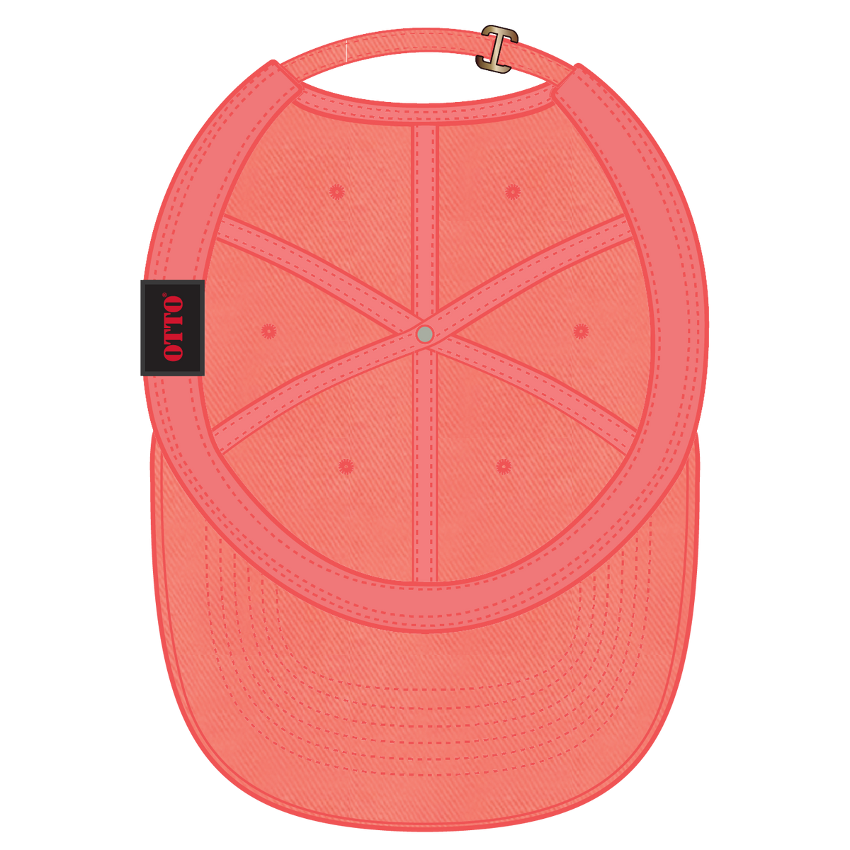 Inside View of 110 - Coral OTTO CAP 6 Panel Low Profile Dad Hat