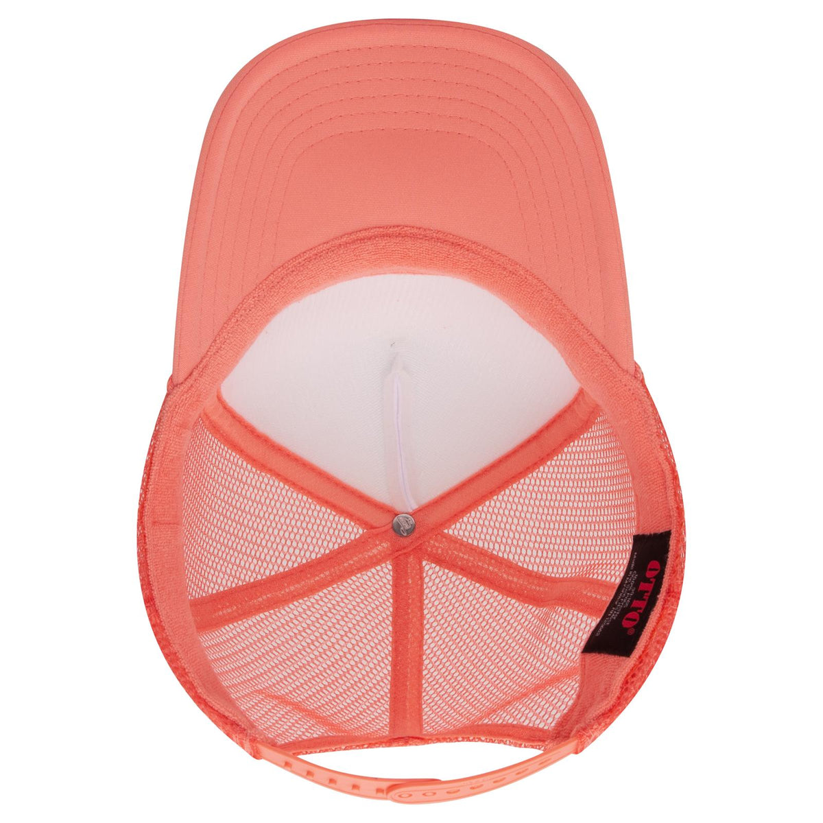 Inside View of 11016110 - Crl/Wht/Crl OTTO CAP 5 Panel High Crown Mesh Back Trucker Hat