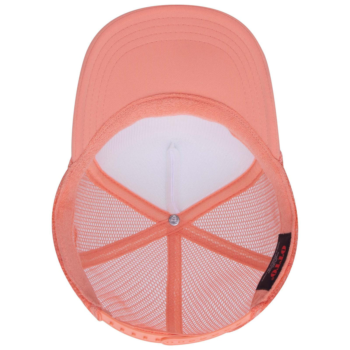 Inside View of 11016110 - Crl/Wht/Crl OTTO CAP 5 Panel High Crown Mesh Back Trucker Hat