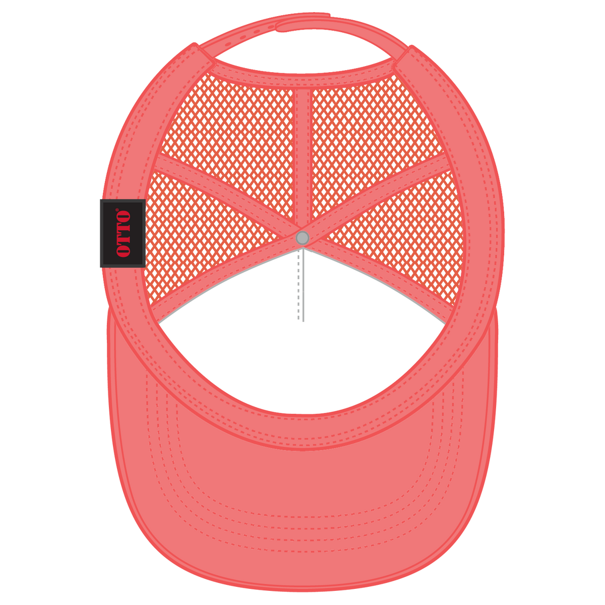 Inside View of 11016110 - Crl/Wht/Crl OTTO CAP 5 Panel High Crown Mesh Back Trucker Hat