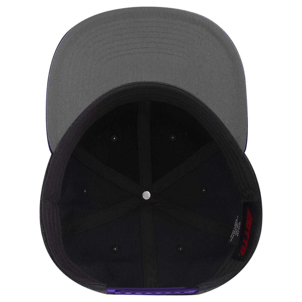 Inside View of 110303 - Pur/Blk/Blk OTTO CAP "OTTO SNAP" 6 Panel Pro Style Snapback Hat