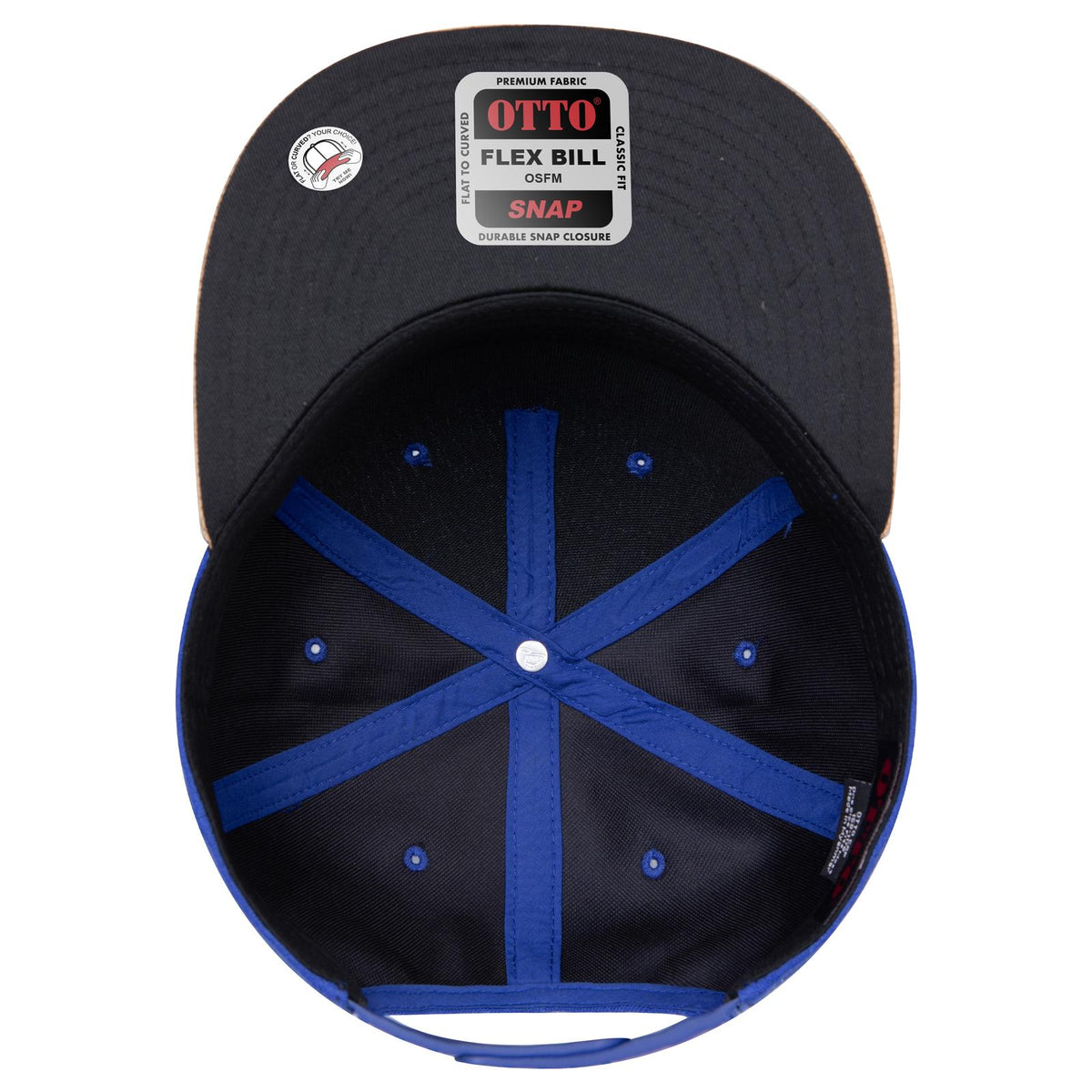 Inside View of 11201 - Cork/Ryl OTTO CAP "OTTO SNAP" 5 Panel Pro Style Snapback Hat
