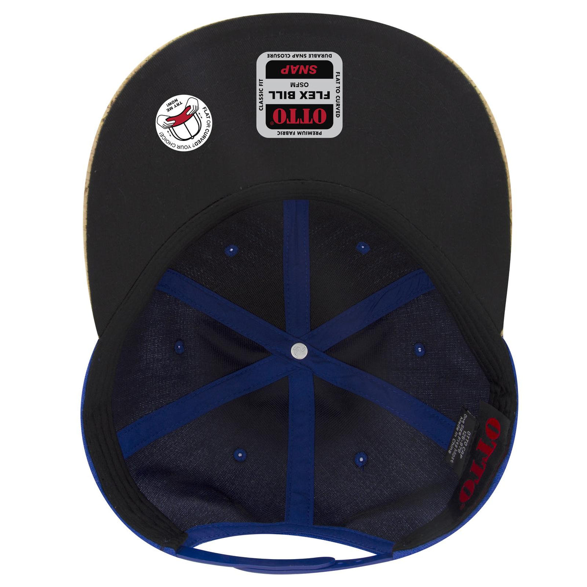 Inside View of 11201 - Cork/Ryl OTTO CAP "OTTO SNAP" 6 Panel Pro Style Snapback Hat