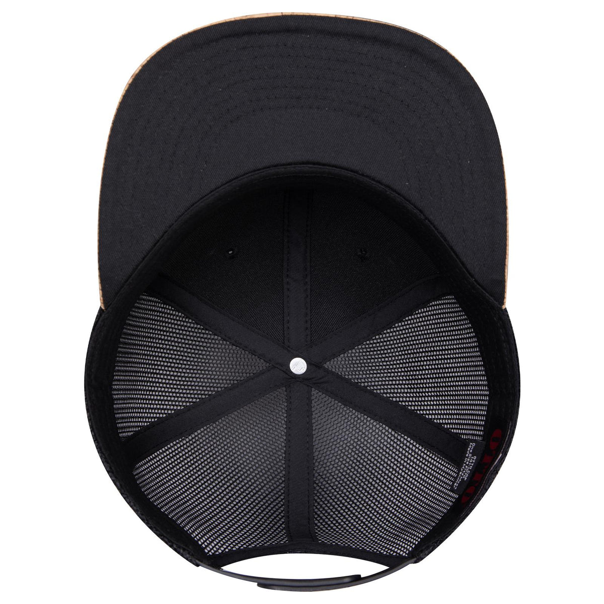 Inside View of 11203 - Cork/Blk OTTO CAP "OTTO SNAP" 6 Panel Pro Style Mesh Back Trucker Snapback Hat