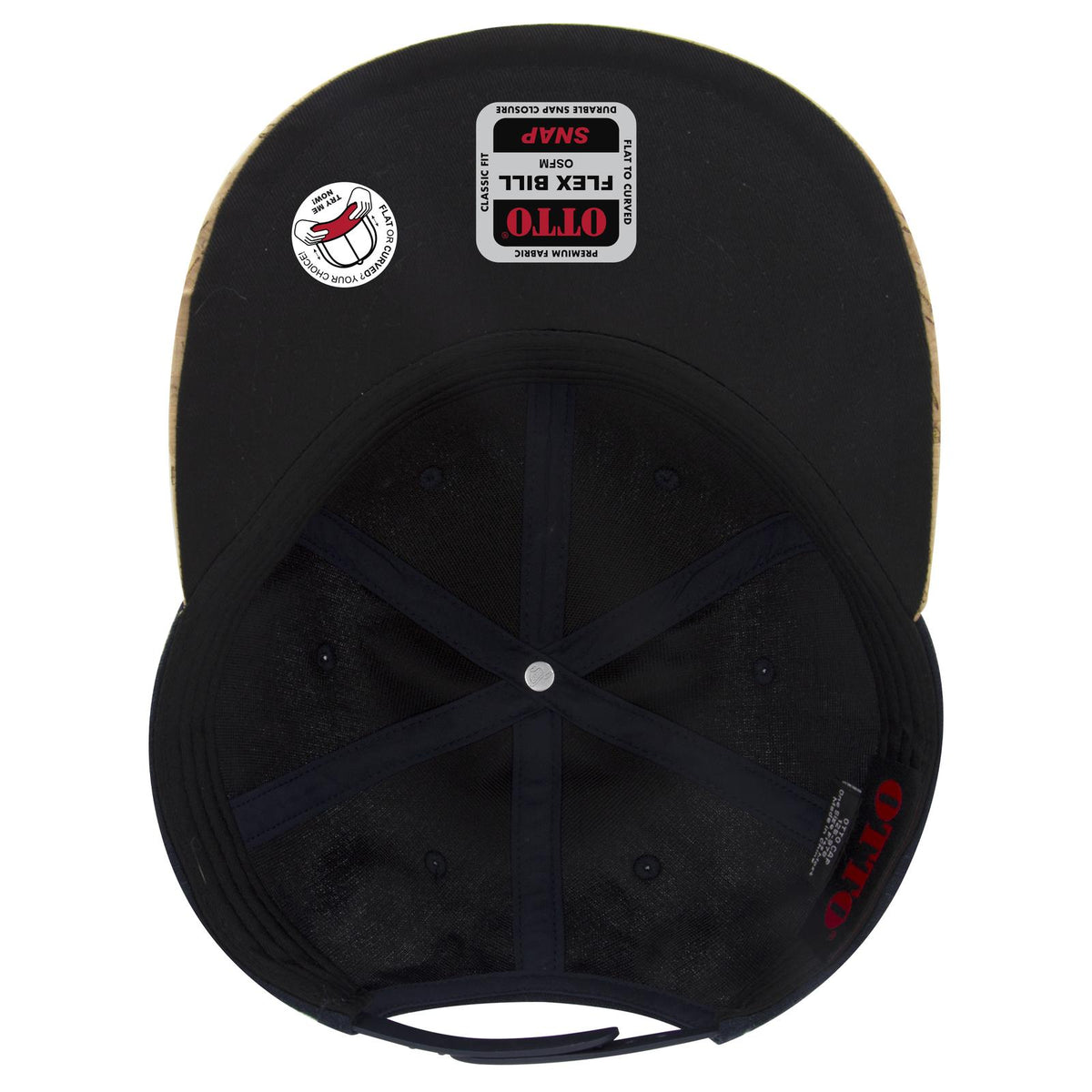 Inside View of 11204 - Cork/Nvy OTTO CAP "OTTO SNAP" 6 Panel Pro Style Snapback Hat
