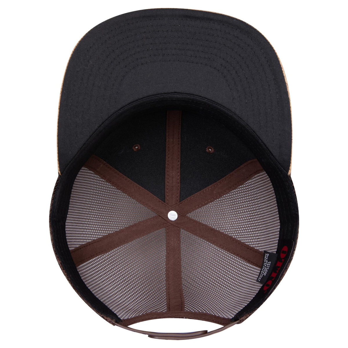 Inside View of 11207 - Cork/Brn OTTO CAP "OTTO SNAP" 6 Panel Pro Style Mesh Back Trucker Snapback Hat