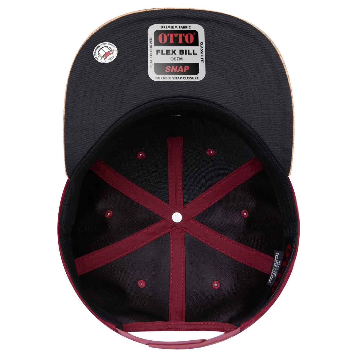 Inside View of 11219 - Cork/Bg Mrn OTTO CAP "OTTO SNAP" 5 Panel Pro Style Snapback Hat