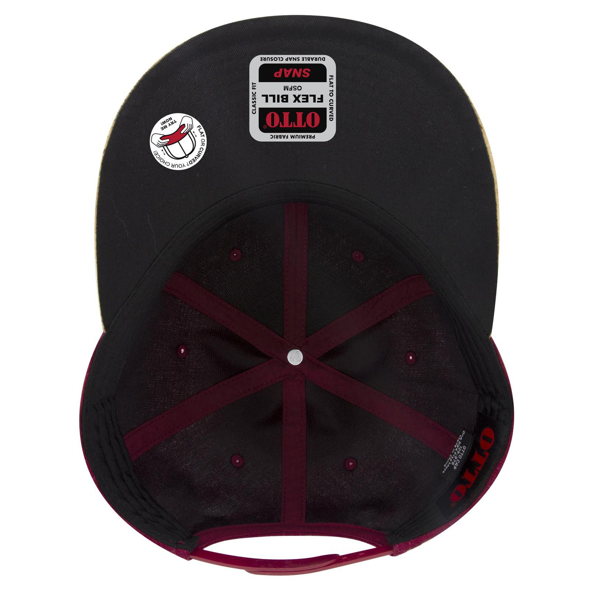 Inside View of 11219 - Cork/Bg Mrn OTTO CAP "OTTO SNAP" 6 Panel Pro Style Snapback Hat