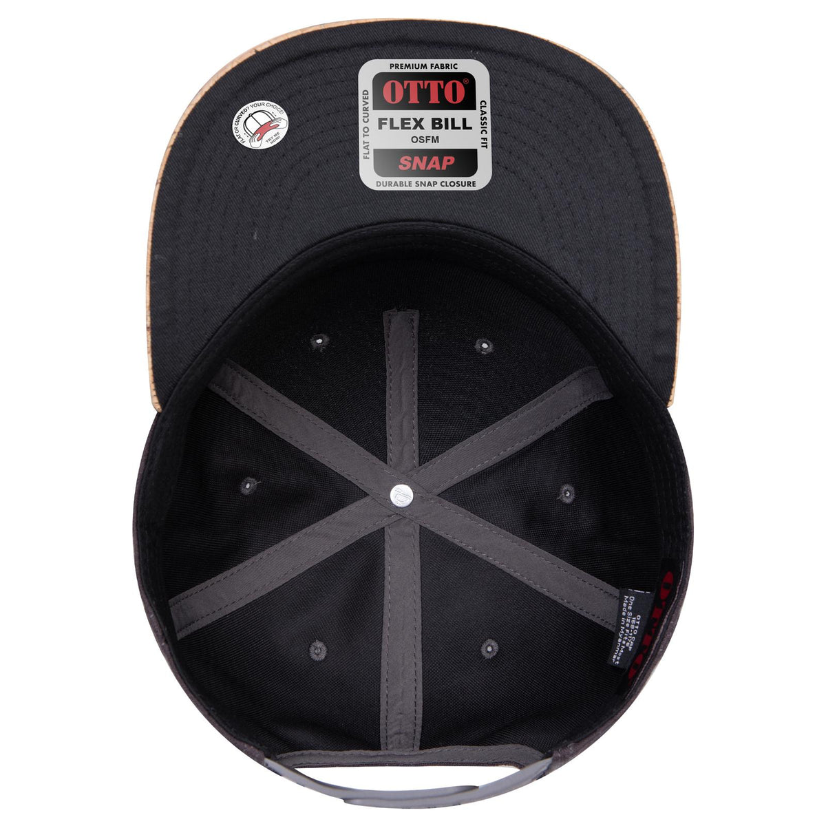 Inside View of 11225 - Cork/Ch Gry OTTO CAP "OTTO SNAP" 5 Panel Pro Style Snapback Hat