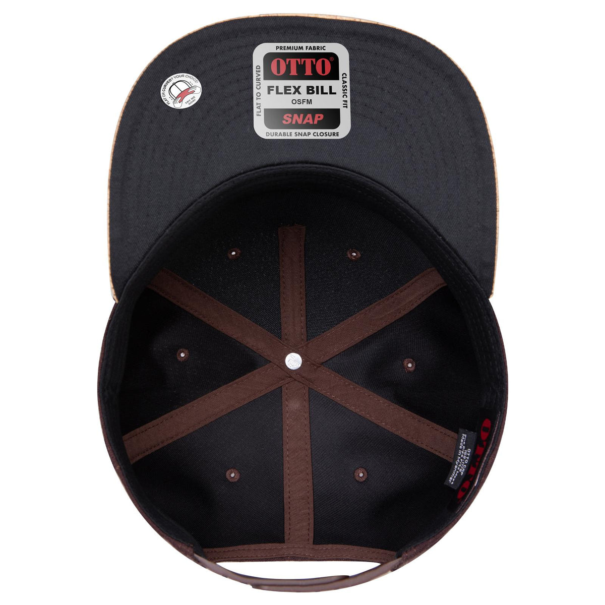 Inside View of 11239 - Cork/Dk.Brn OTTO CAP "OTTO SNAP" 5 Panel Pro Style Snapback Hat
