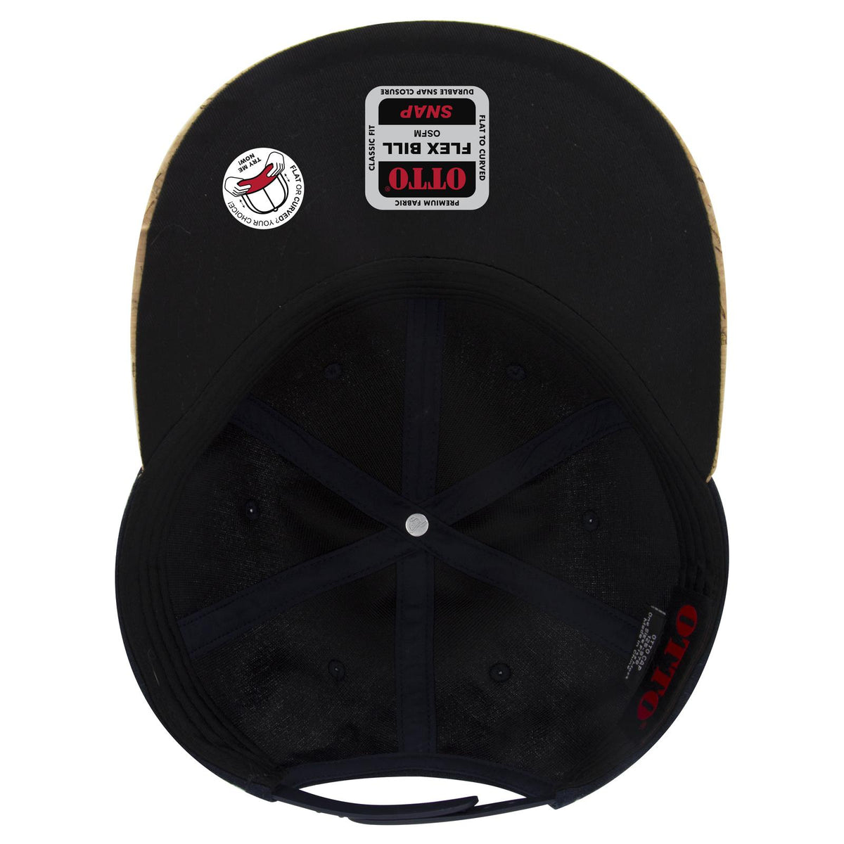 Inside View of 11239 - Cork/Dk.Brn OTTO CAP "OTTO SNAP" 6 Panel Pro Style Snapback Hat