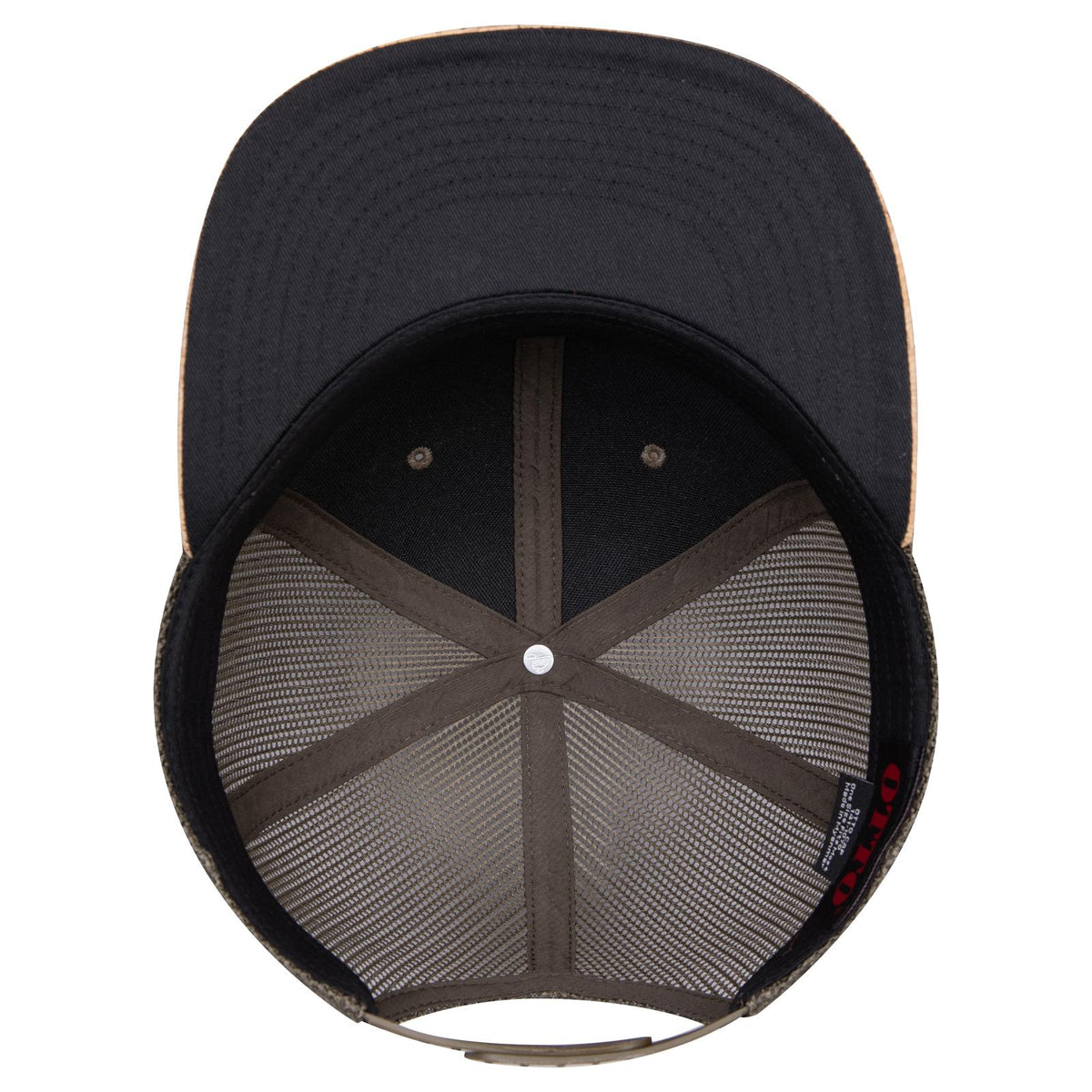 Inside View of 11283 - Cork/Ml Grn OTTO CAP "OTTO SNAP" 6 Panel Pro Style Mesh Back Trucker Snapback Hat