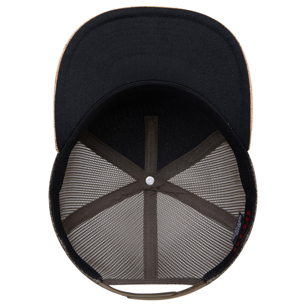 Inside View of 11283B - Cork/Ml Grn OTTO CAP "OTTO SNAP" 5 Panel Pro Style Mesh Back Trucker Snapback Hat