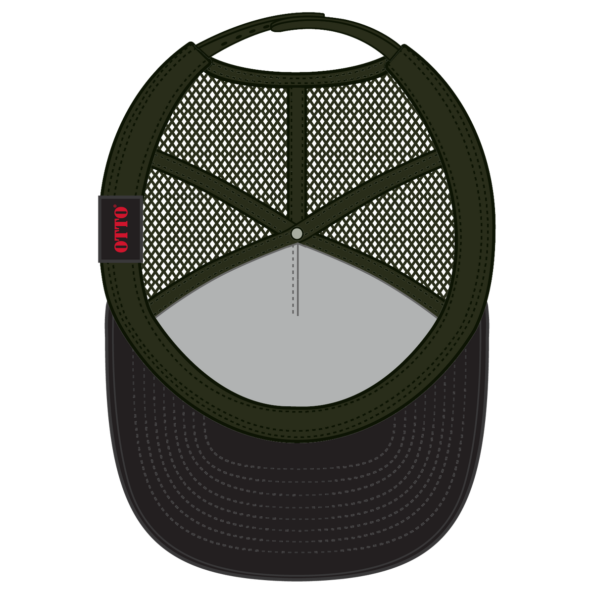 Inside View of 11283B - Cork/Ml Grn OTTO CAP "OTTO SNAP" 5 Panel Pro Style Mesh Back Trucker Snapback Hat