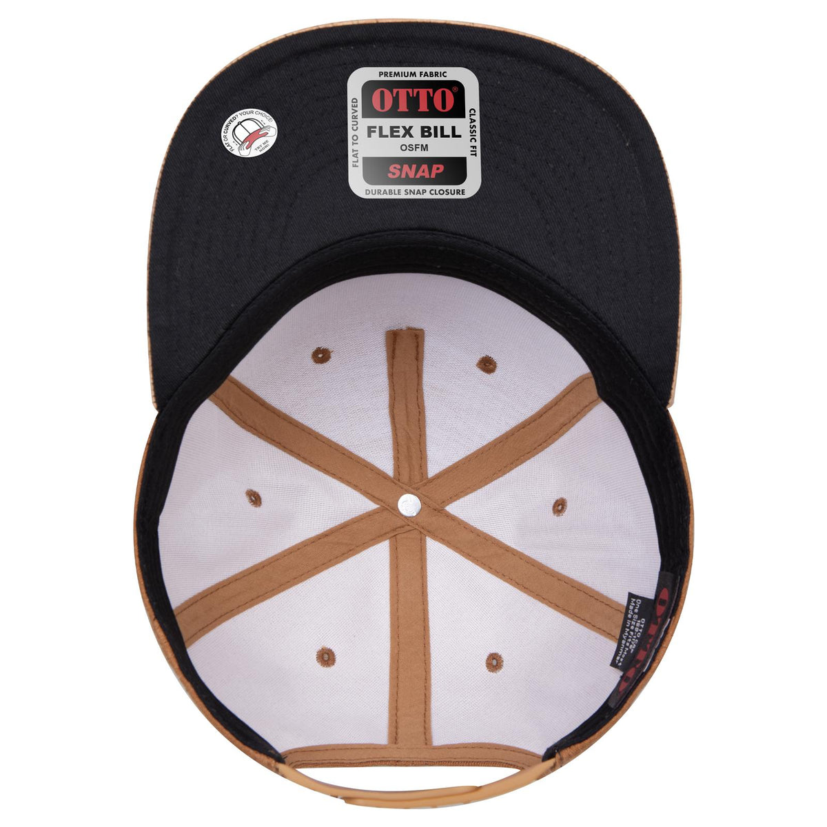 Inside View of 11284 - Cork/Cy Brn OTTO CAP "OTTO SNAP" 5 Panel Pro Style Snapback Hat