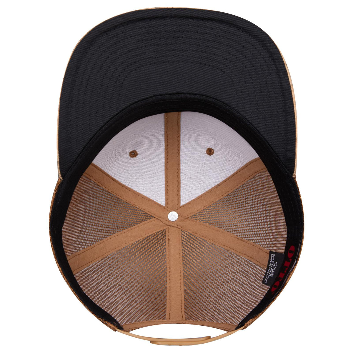 Inside View of 11284 - Cork/Cy Brn OTTO CAP "OTTO SNAP" 6 Panel Pro Style Mesh Back Trucker Snapback Hat