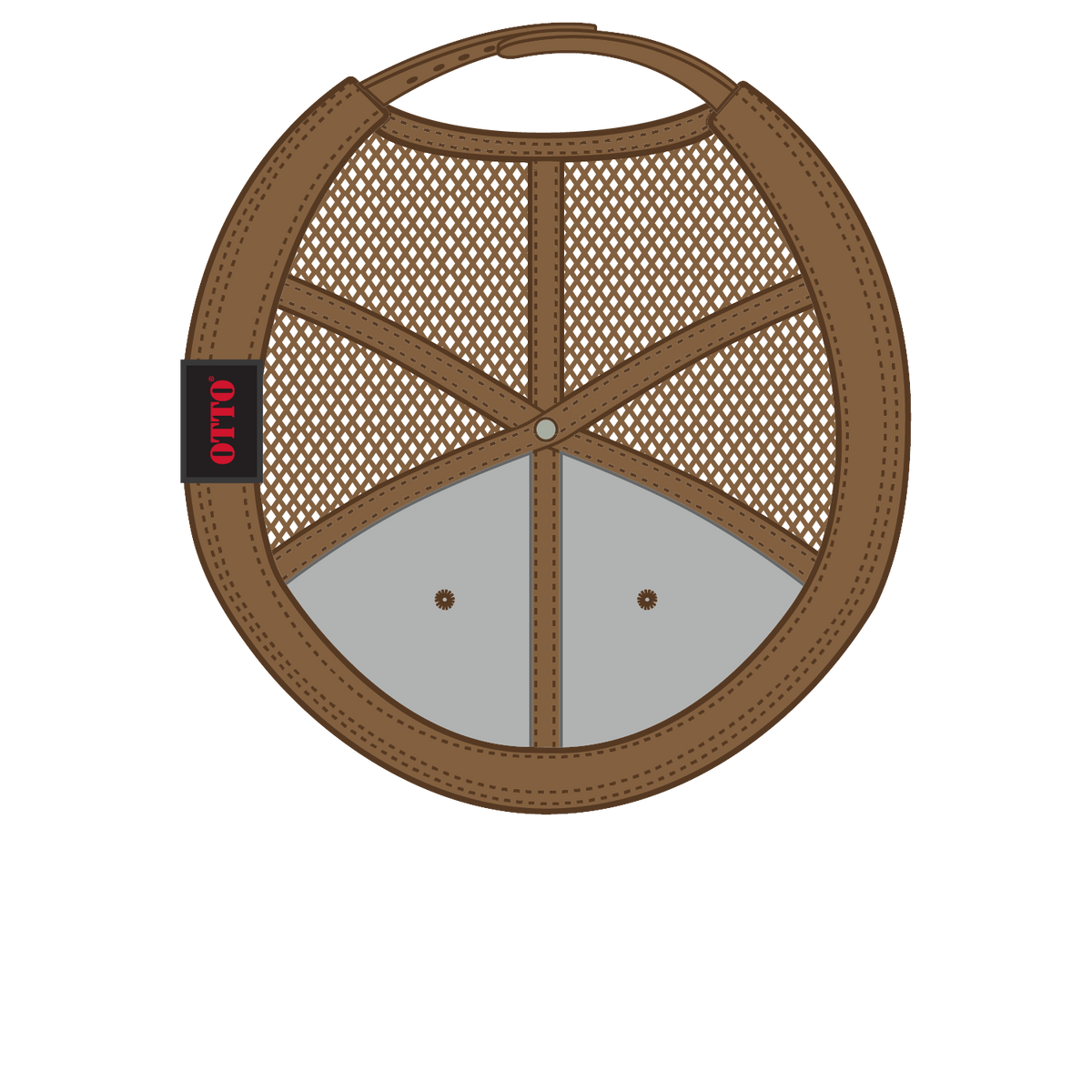 Inside View of 11284 - Cork/Cy Brn OTTO CAP "OTTO SNAP" 6 Panel Pro Style Mesh Back Trucker Snapback Hat