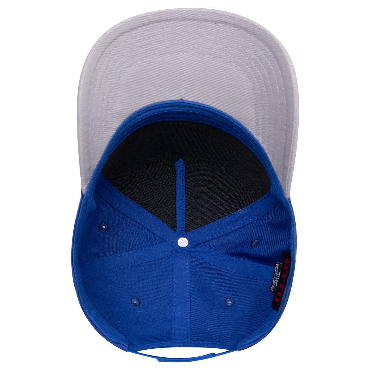 Inside View of 1401 - Gry/Ryl OTTO CAP 5 Panel Mid Profile Baseball Cap