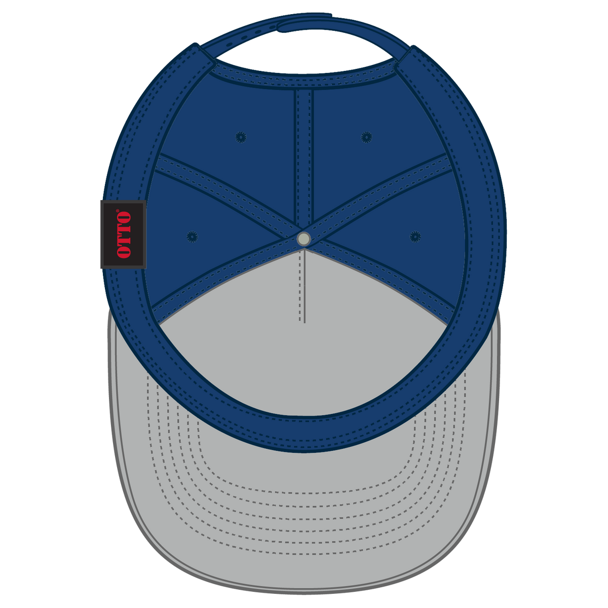 Inside View of 1401 - Gry/Ryl OTTO CAP 5 Panel Mid Profile Baseball Cap