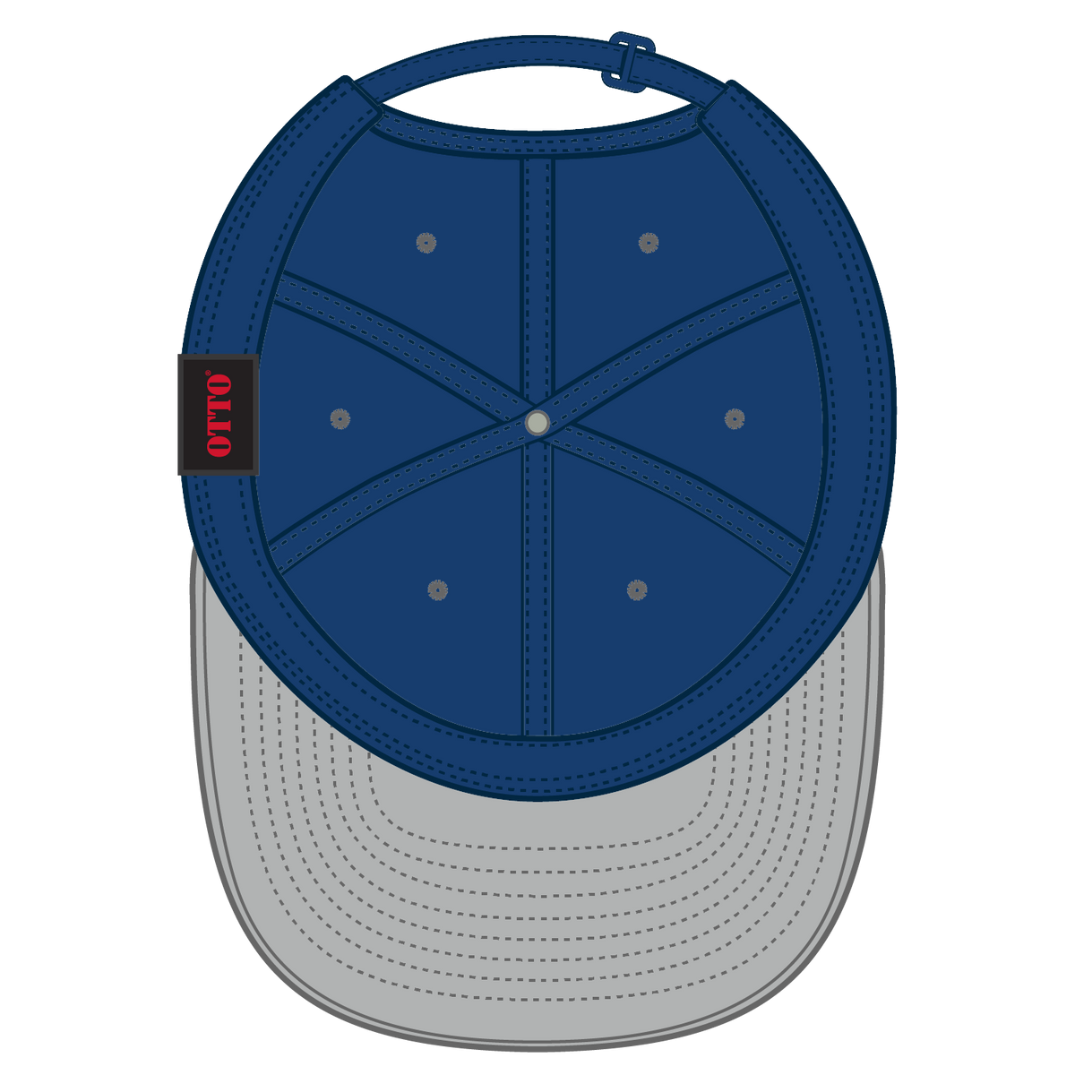Inside View of 1401 - Gry/Ryl OTTO CAP 6 Panel Low Profile Baseball Cap