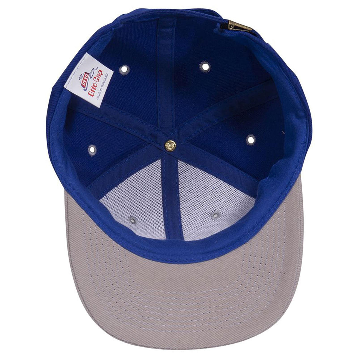 Inside View of 1401 - Gry/Ryl OTTO CAP 6 Panel Mid Profile Baseball Cap