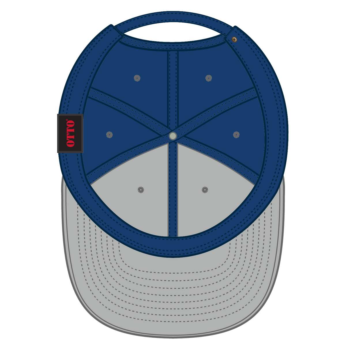 Inside View of 1401 - Gry/Ryl OTTO CAP 6 Panel Mid Profile Baseball Cap