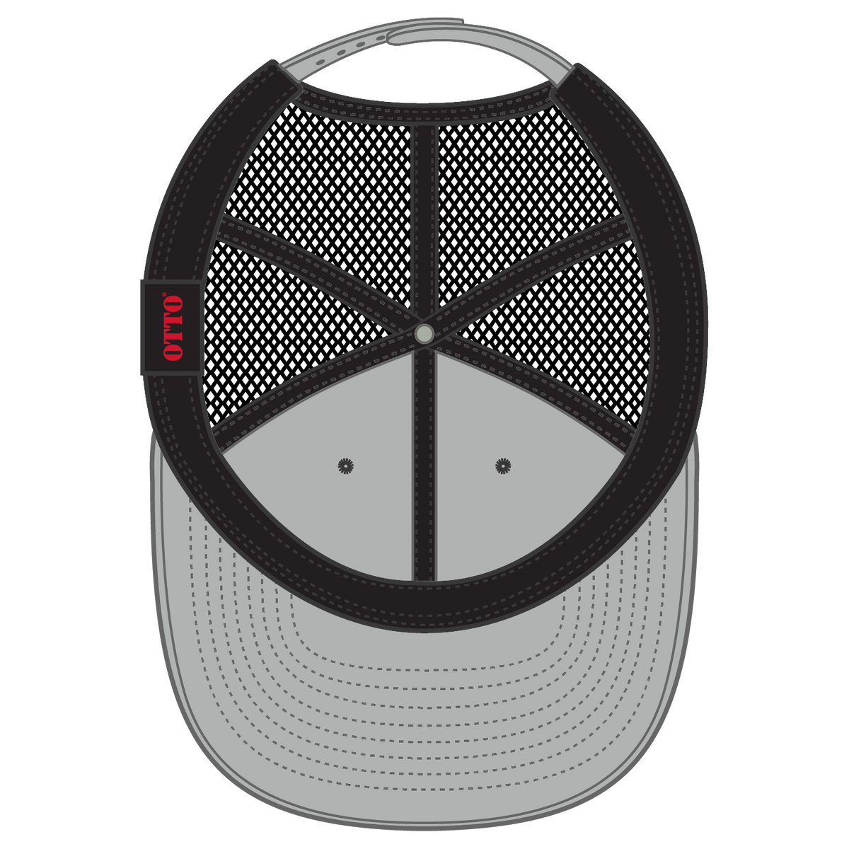 Inside View of 140303 - Gry/Blk/Blk OTTO CAP "OTTO SNAP" 6 Panel Pro Style Mesh Back Trucker Snapback Hat