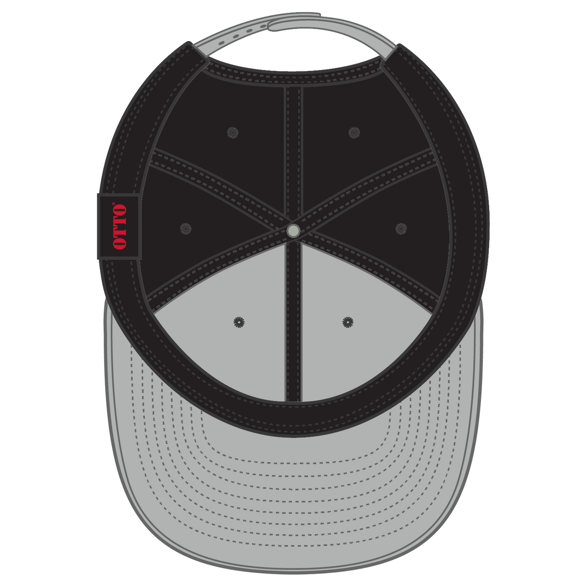 Inside View of 140303 - Gry/Blk/Blk OTTO CAP "OTTO SNAP" 6 Panel Pro Style Snapback Hat