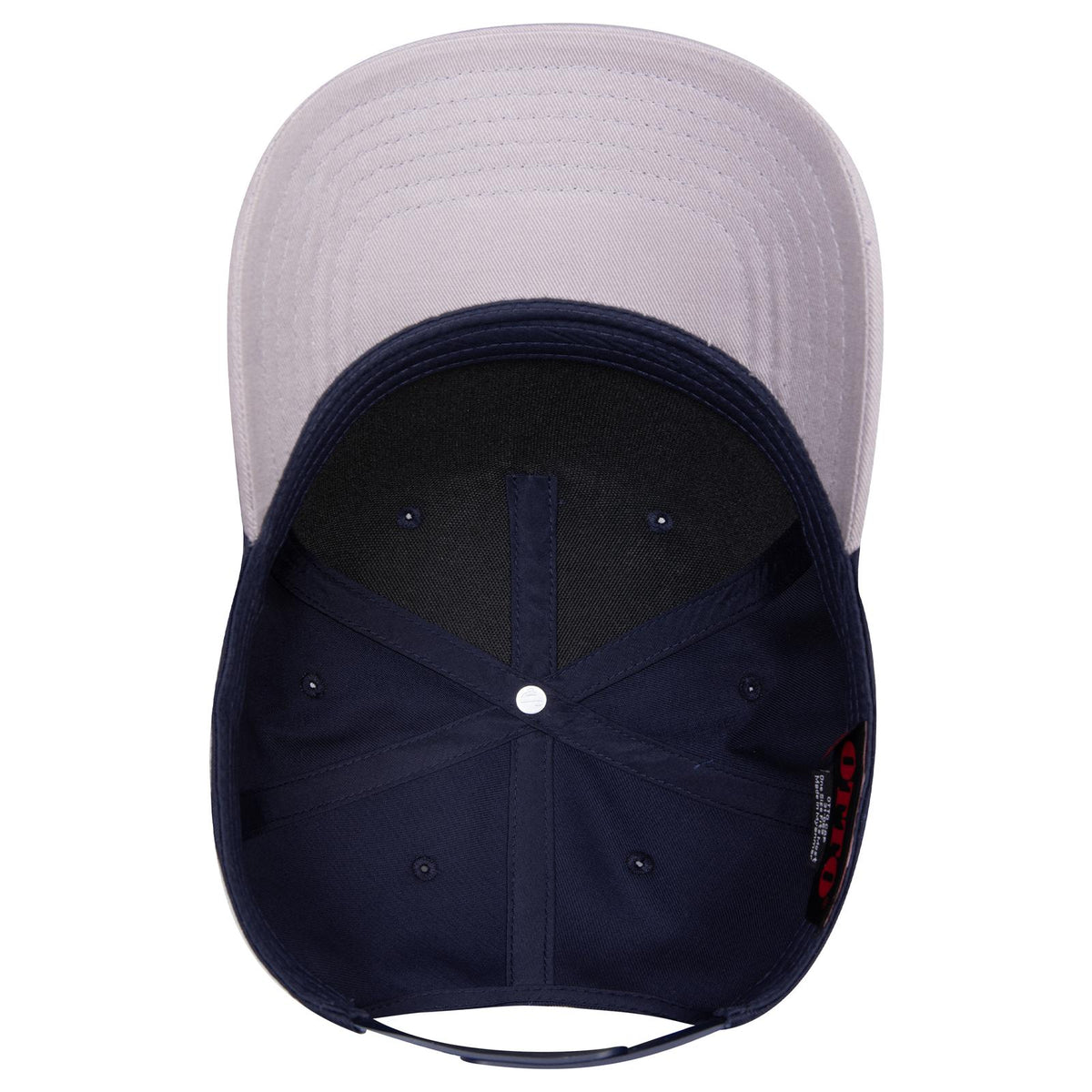 Inside View of 1404 - Gry/Nvy OTTO CAP 5 Panel Mid Profile Baseball Cap