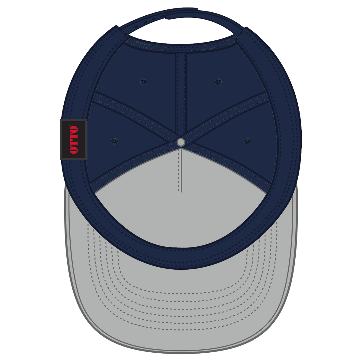 Inside View of 1404 - Gry/Nvy OTTO CAP 5 Panel Mid Profile Baseball Cap