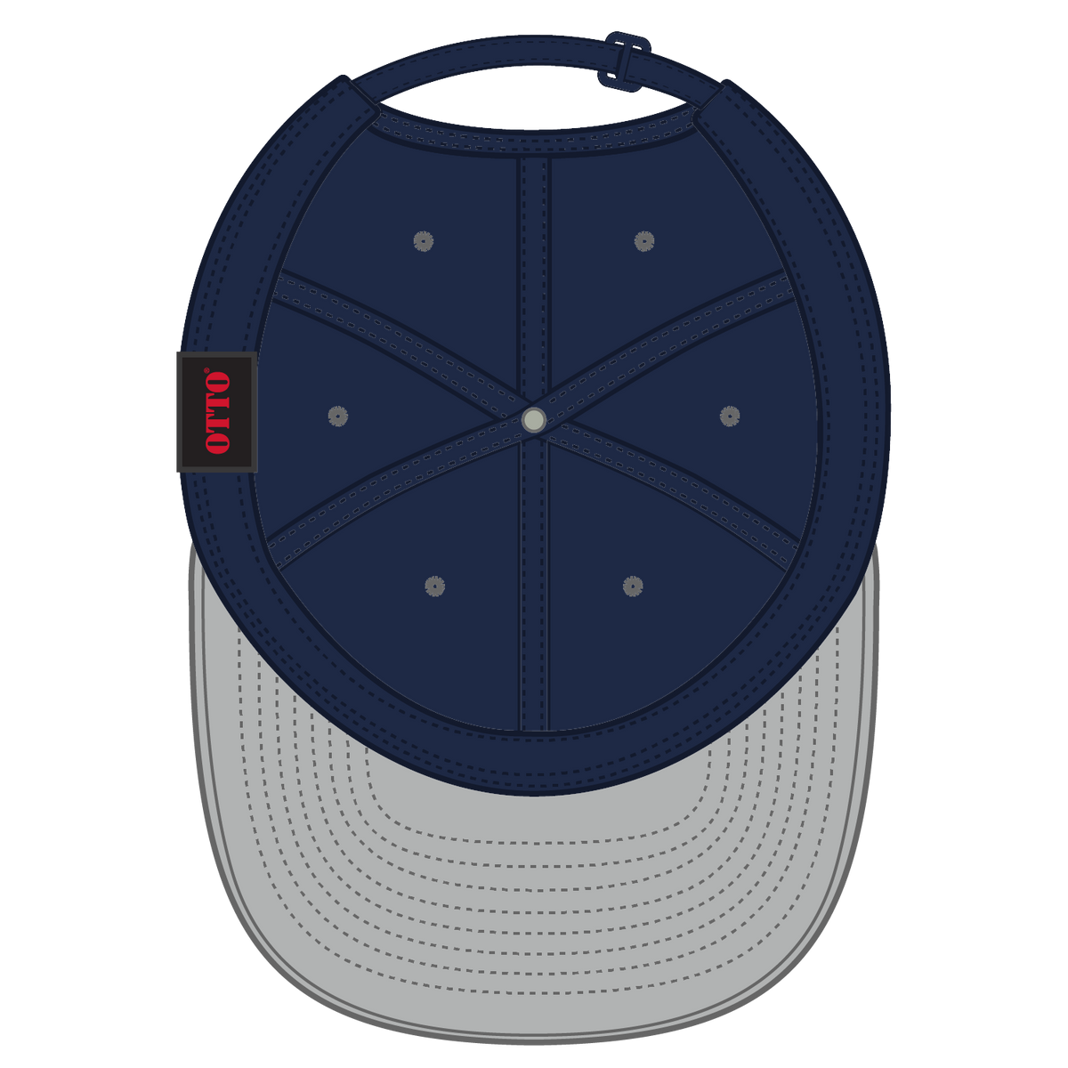 Inside View of 1404 - Gry/Nvy OTTO CAP 6 Panel Low Profile Baseball Cap