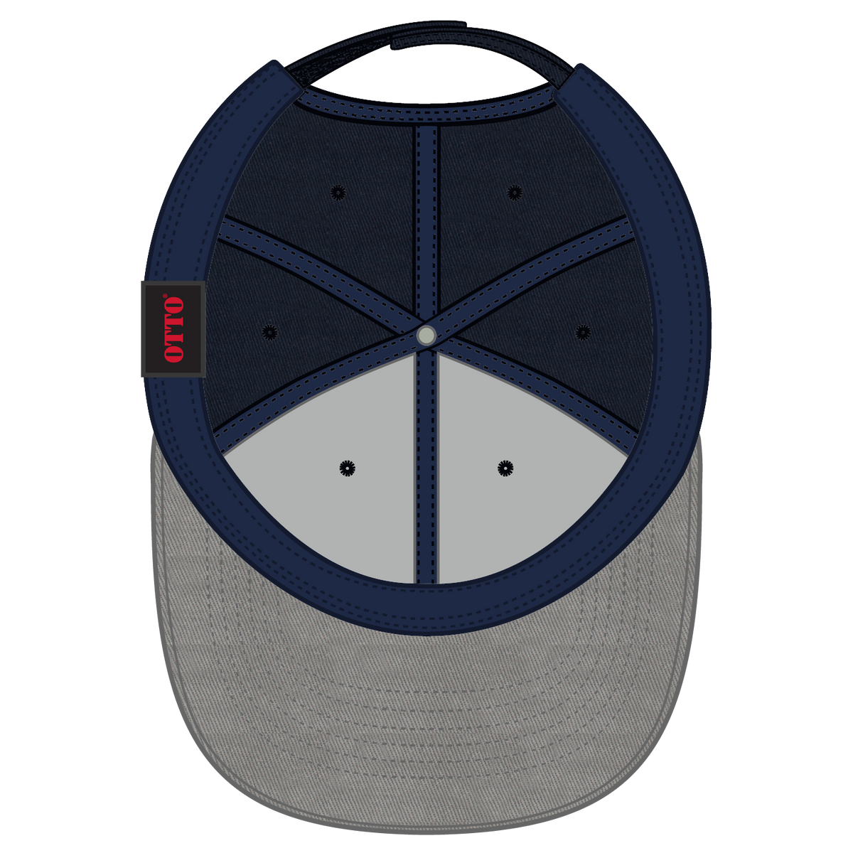 Inside View of 140404 - Gry/Nvy/Nvy OTTO CAP 6 Panel Low Profile Baseball Cap