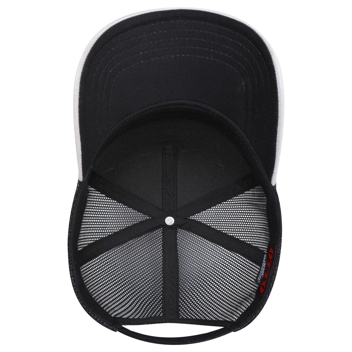 Inside View of 141403 - Gry/Gry/Blk OTTO CAP 5 Panel Mid Profile Mesh Back Trucker Hat