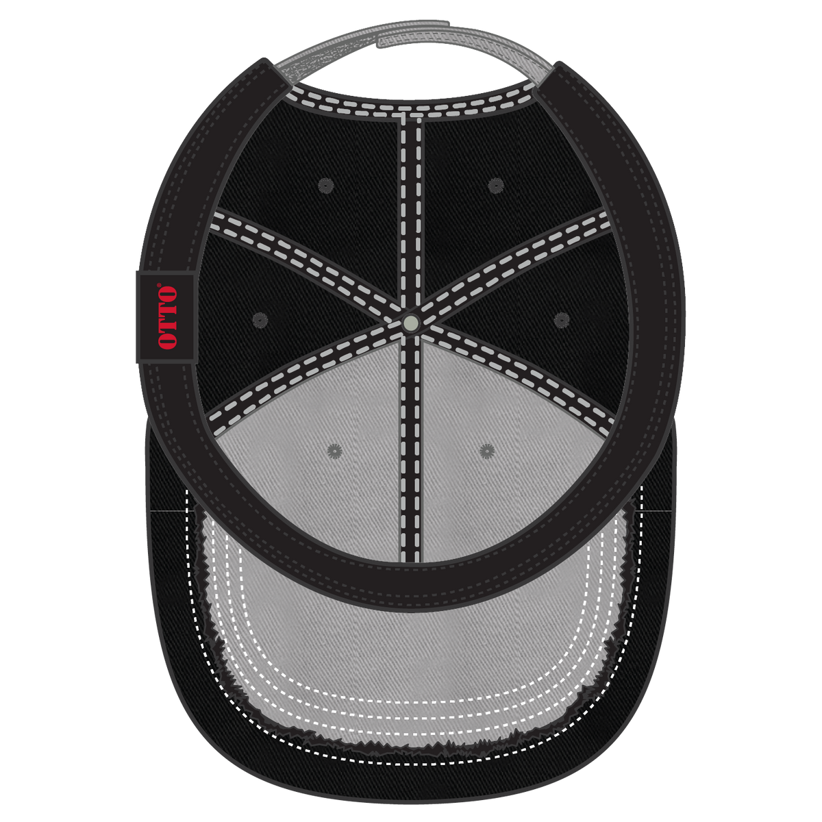 Inside View of 141403 - Gry/Gry/Blk OTTO CAP 6 Panel Low Profile Dad Hat