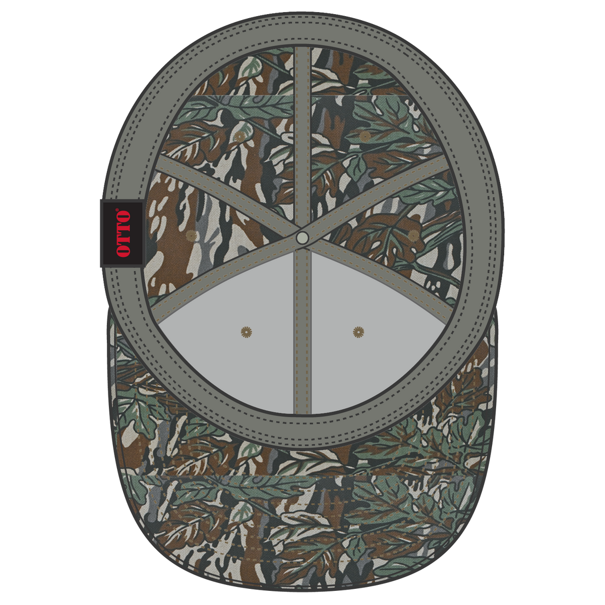 Inside View of 1417 - Gry/Dk.Grn OTTO CAP "OTTO FLEX" Fitted Camouflage 6 Panel Low Profile Baseball Cap