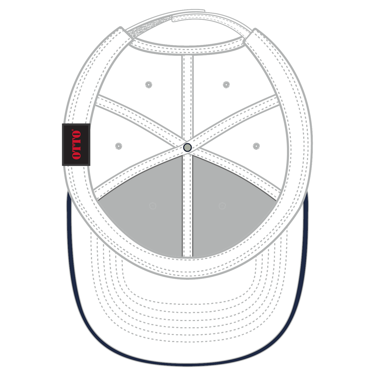 Inside View of 161604 - Wht/Wht/Nvy OTTO CAP 6 Panel Low Profile Baseball Cap