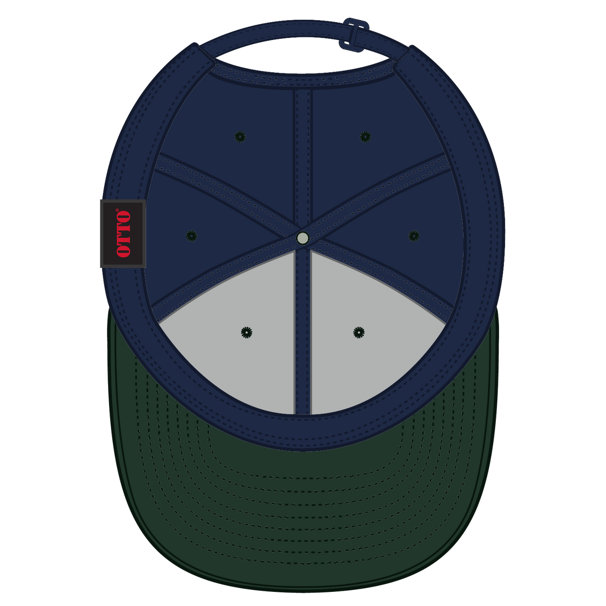 Inside View of 1704 - Dk.Grn/Nvy OTTO CAP 6 Panel Mid Profile Baseball Cap