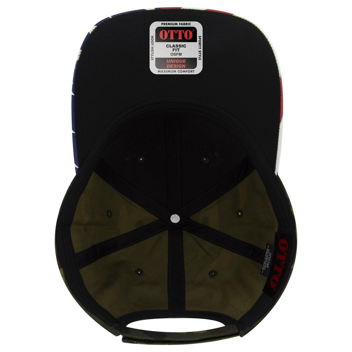 Inside View of 1707 - Dk.Grn/Brn OTTO CAP 6 Panel Low Profile Baseball Cap