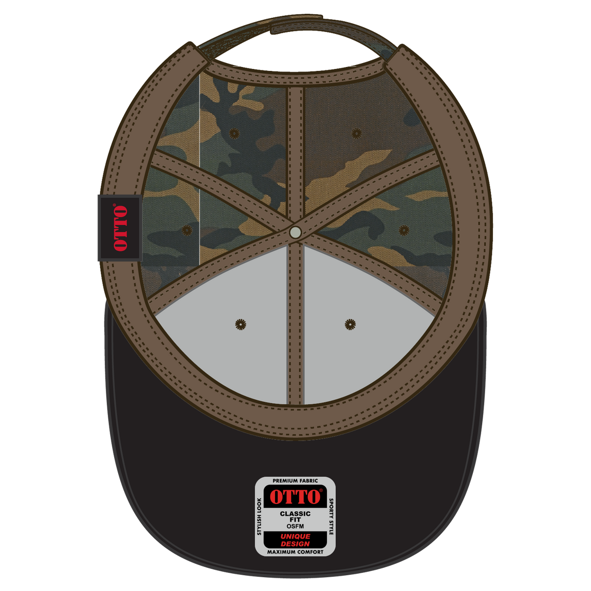 Inside View of 1707 - Dk.Grn/Brn OTTO CAP 6 Panel Low Profile Baseball Cap