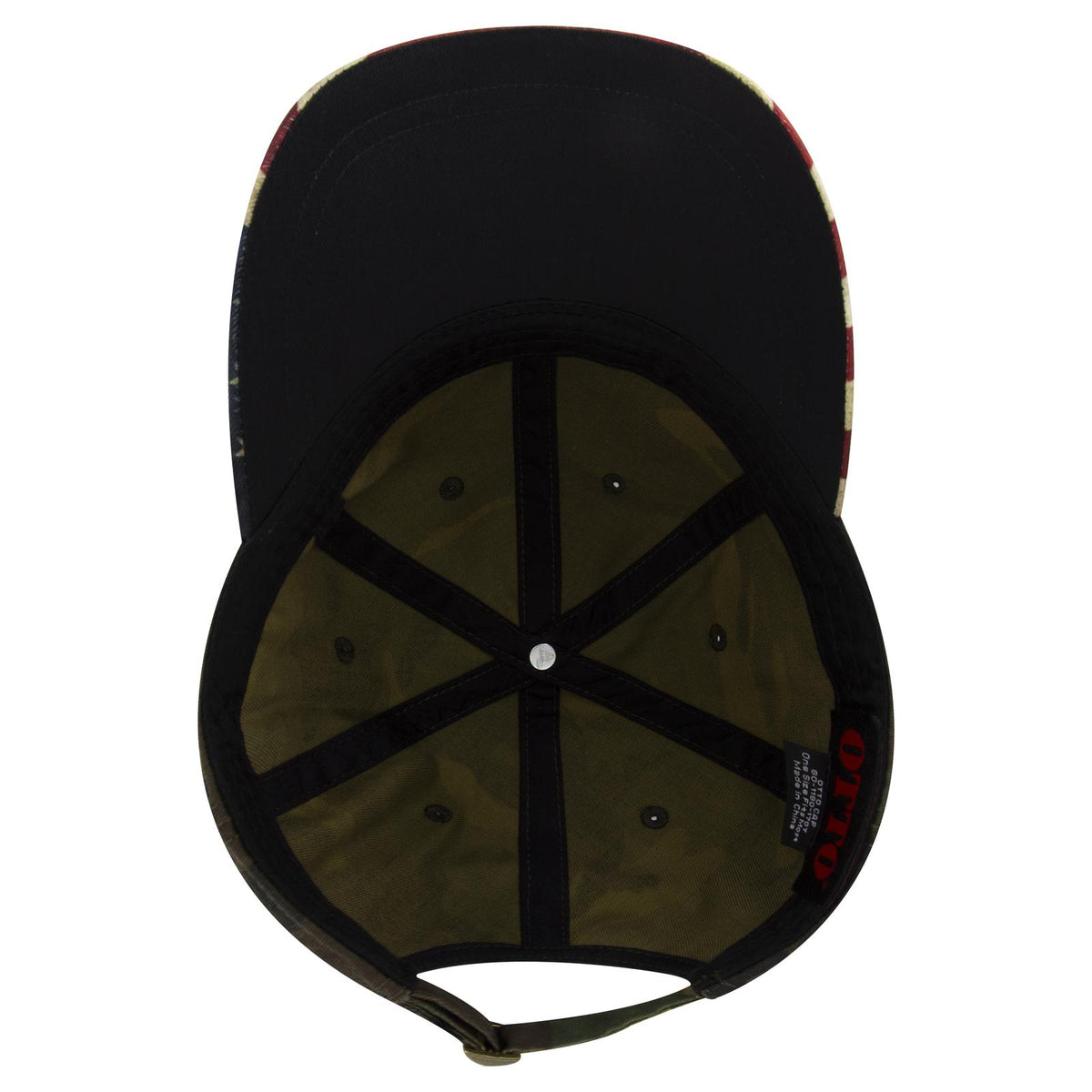 Inside View of 1707 - Dk.Grn/Brn OTTO CAP 6 Panel Low Profile Baseball Cap