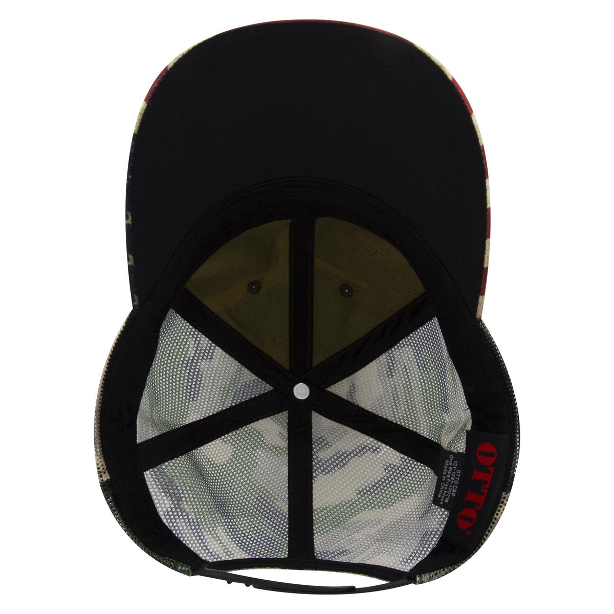 Inside View of 1707 - Dk.Grn/Brn OTTO CAP 6 Panel Low Profile Mesh Back Trucker Dad Hat