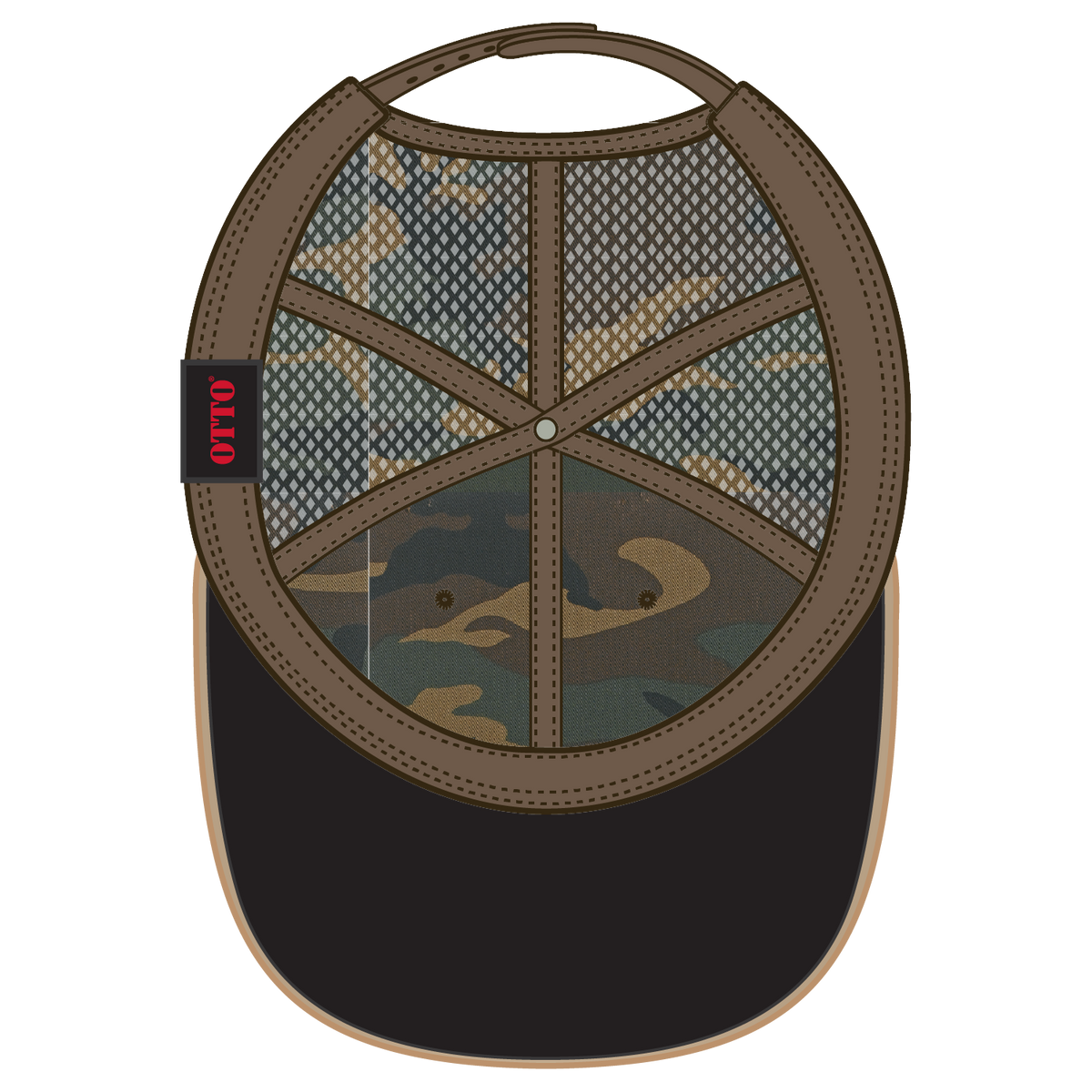 Inside View of 1707 - Dk.Grn/Brn OTTO CAP 6 Panel Low Profile Mesh Back Trucker Dad Hat