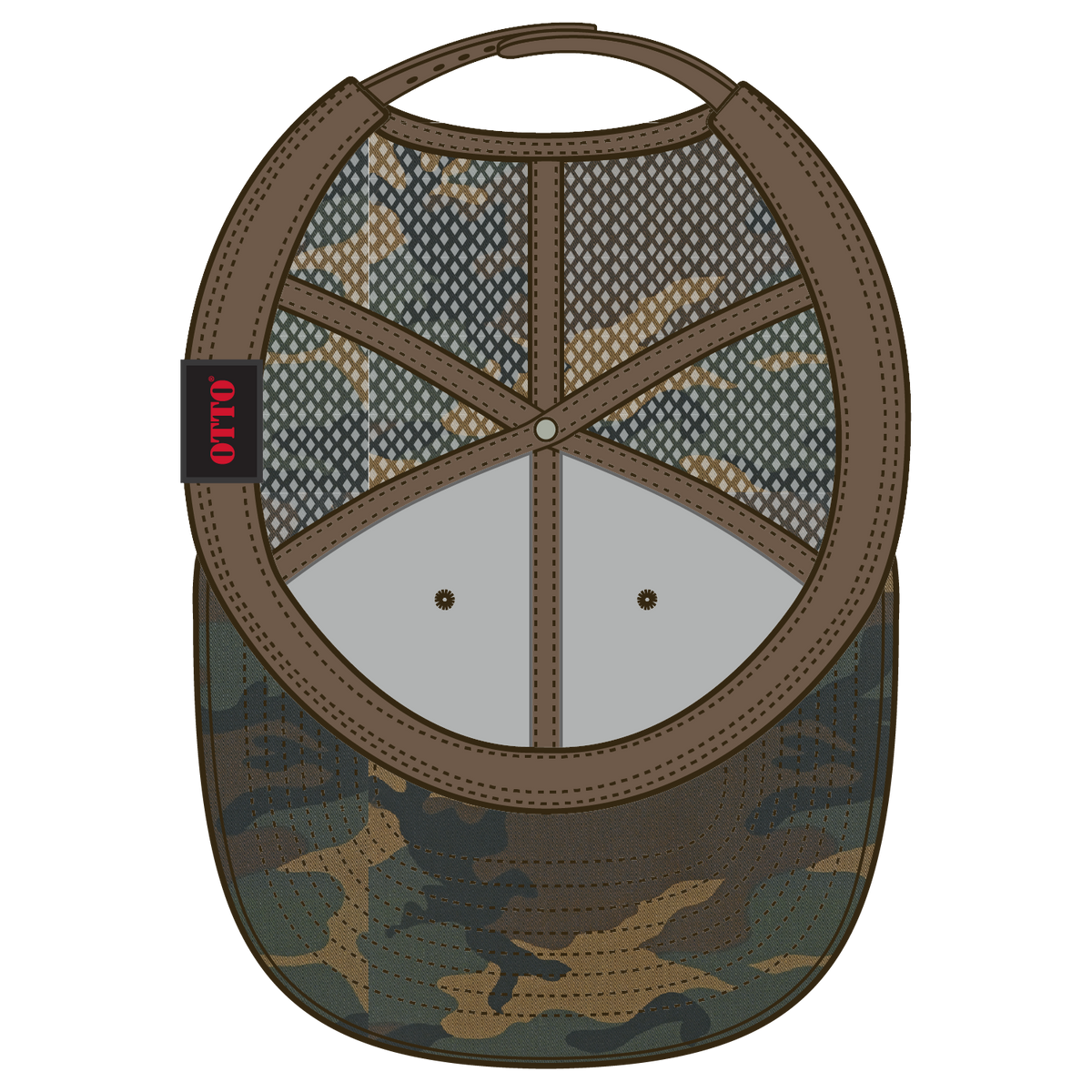 Inside View of 1707 - Dk.Grn/Brn OTTO CAP "OTTO SNAP" 6 Panel Pro Style Mesh Back Trucker Snapback Hat