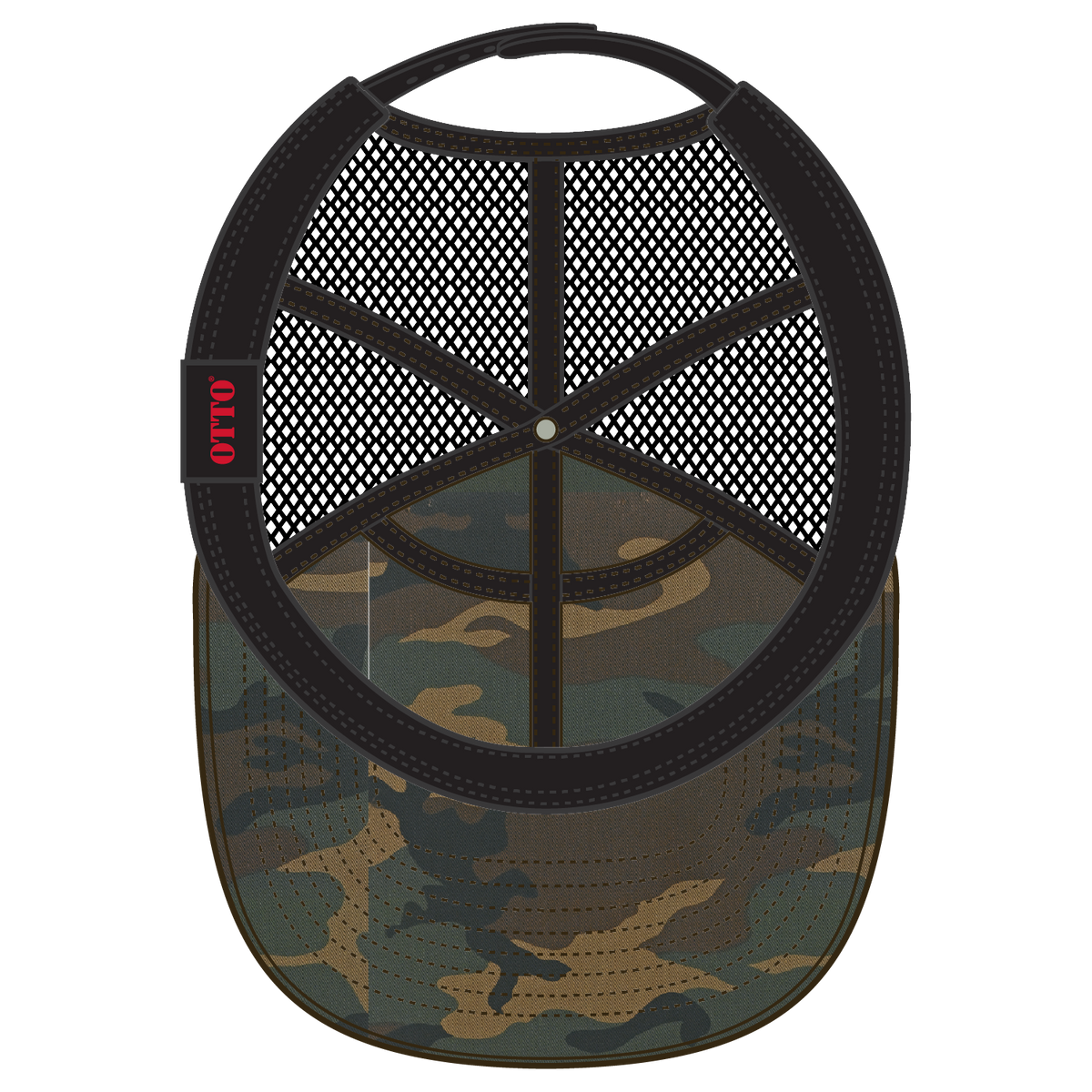 Inside View of 170703 - Dk.Grn/Brn/Blk OTTO CAP "OTTO SNAP" 7 Panel Pro Style Mesh Back Trucker Snapback Hat